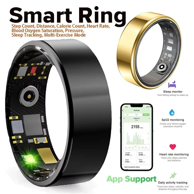 

Smart Ring Multifunctional Health Tracker Heart Rate Blood Oxygen Monitor Waterproof Men Women Bluetooth Ring Sleep Fitness