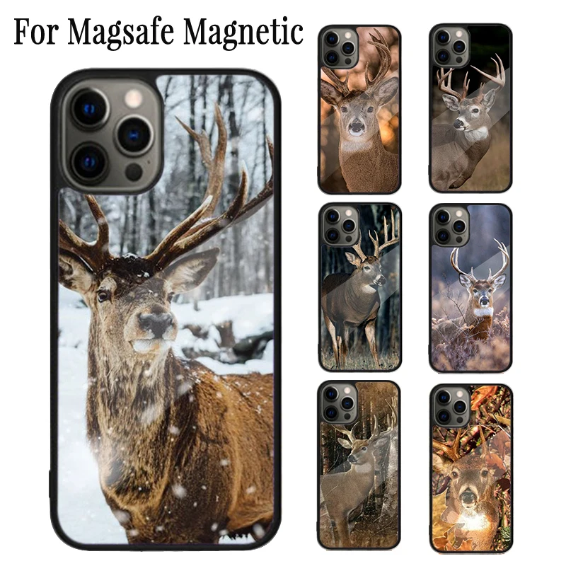 

Камуфляжный магнитный чехол для телефона с изображением оленя для iPhone 17 Air 16e 15 14 Plus 13 12 11 Pro Max Magsafe, чехол с беспроводной зарядкой