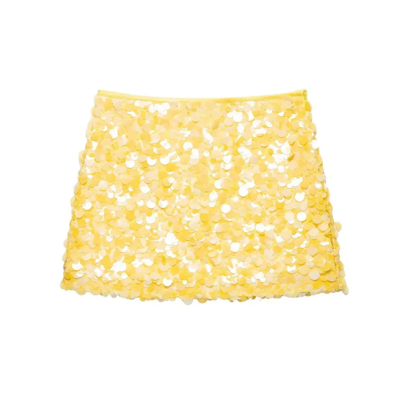 Cross-border Foreign Trade European and American Style Best-selling Women's Short Design Sequined A-line Women's Short Skirt New