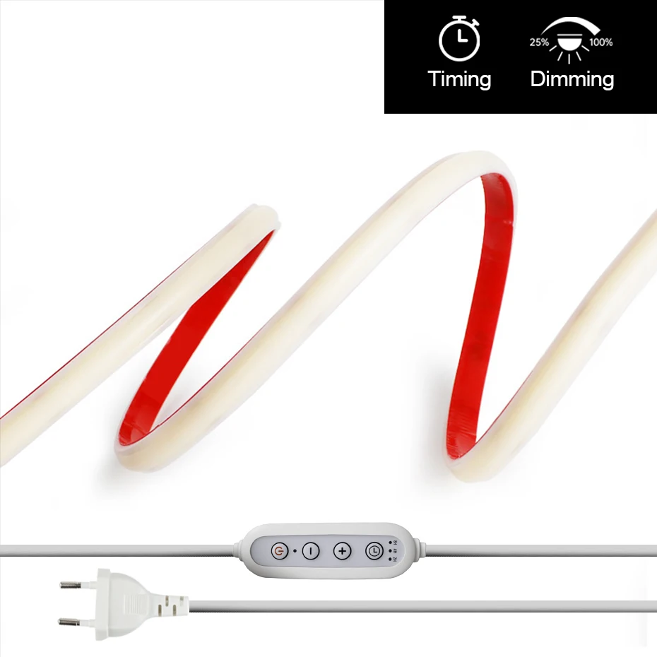 

Светодиодная лента COB 220В, самоклеящаяся, с таймером и диммером, 288 светодиодов/м, водонепроницаемая, для освещения комнат, кухонь и улицы