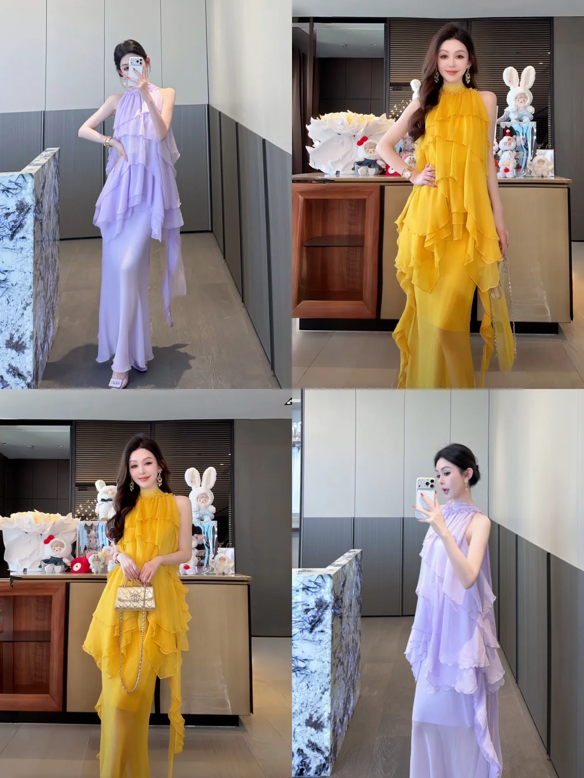 

XiaoXiao Yu【Eolian Sea Sunset】 Ethereal A-Line Top Skirt Set with Lace Trim Flowing Spirit Half Skirt Ensemble for Women