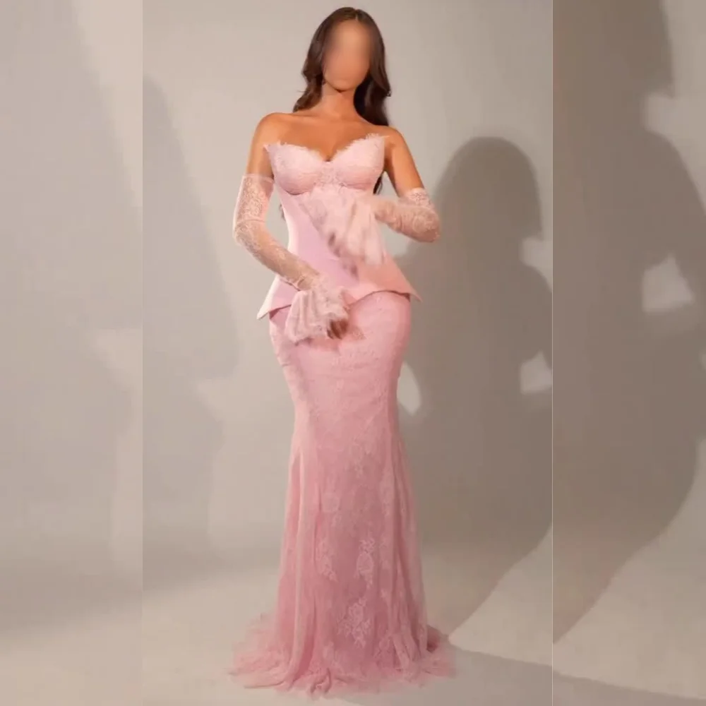 

Customized Lace Sweetheart Neck Mermaid Floor-length Bespoke Occasion Dresses Woman Elegant Party Wedding High Quality