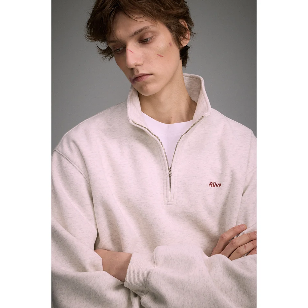 

Весенние мужские толстовки на молнии с вышивкой букв, новинка 2025, уличная мода, пуловер с воротником-стойкой, толстовки Y2K, одежда