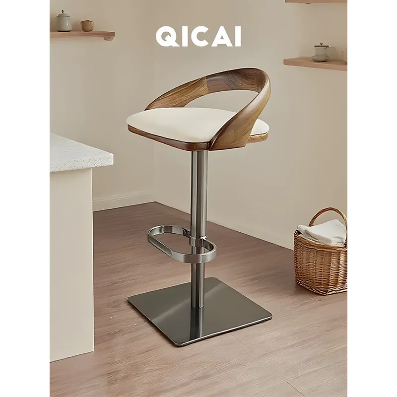 Bar chair Italian light stainless steel lifting and rotating designer simple modern island chair front desk high stool