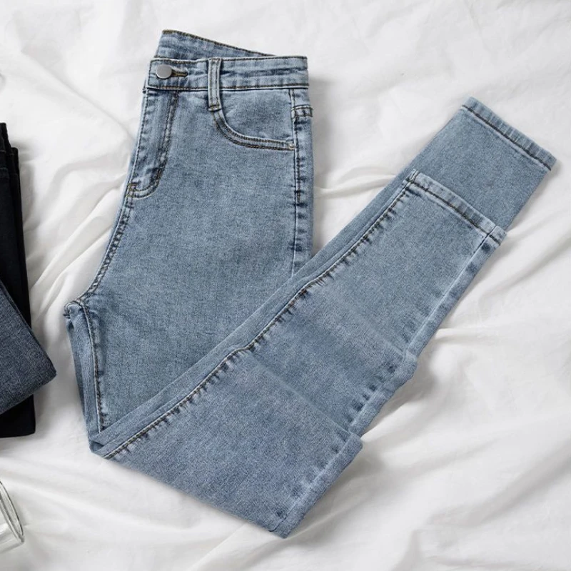 2023 Autumn New Women Trousers Stretch Jeans Tight High Waist Slim Fit Pencil Pants Fashion Casual Ankle Length Pants