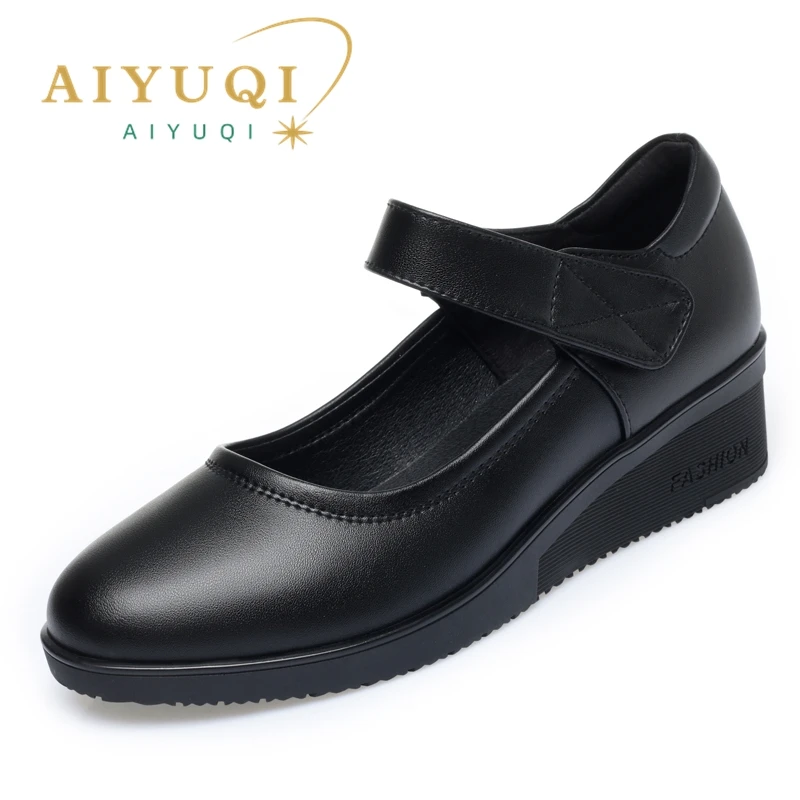 AIYUQI Mom Shoes Women Anti Slip Spring 2024 New Casual Genuine Leather Women Shoes Big Size 41 42 43 Wedge Women Shoes