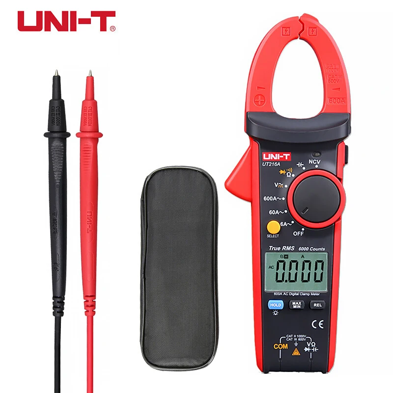 UNI-T True RMS Digital Clamp Meter UT216A UT216B UT216C UT216D 600A MAX/MIN/Relative Modes NCV Flashlight VFC Inrush Current
