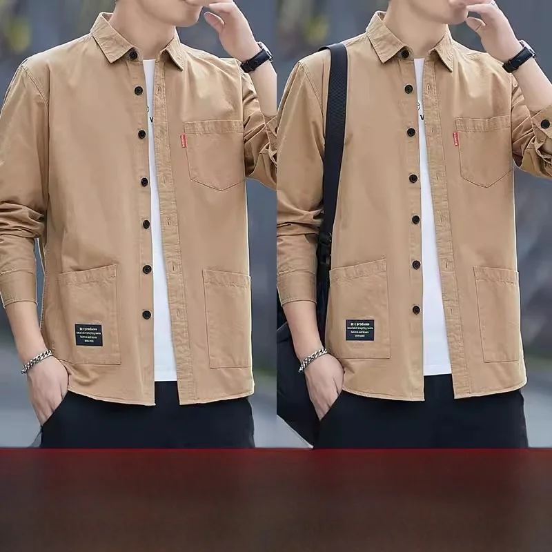 Casual Loose Long Sleeve Work Shirt for Men Spring Autumn Dirt Resistant Wear And Tear Resistant Men's Shirt Jacket Outerwear
