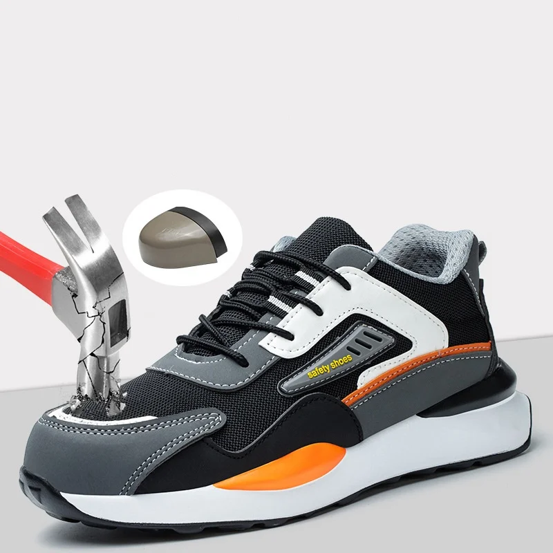 men's casual breathable steel toe caps safety shoes summer working boots worker tooling security sneakers safe footwear protect