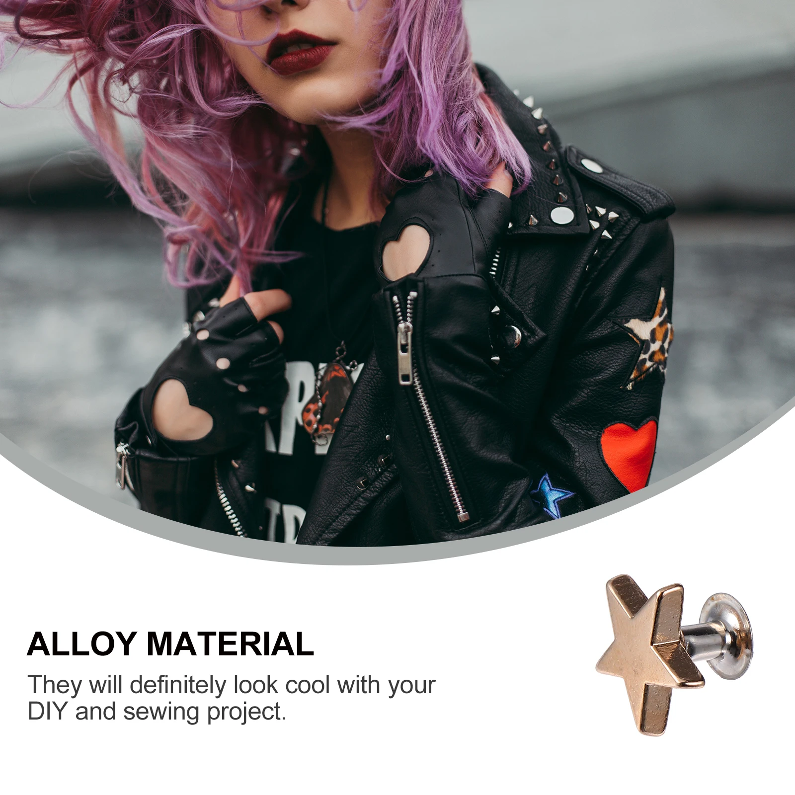 

100 Pcs Five Pointed Star Rivets 12mm Flat Punk Alloy Studs Clothing Accessories Crafts DIY Wear Resistance Anti Rust