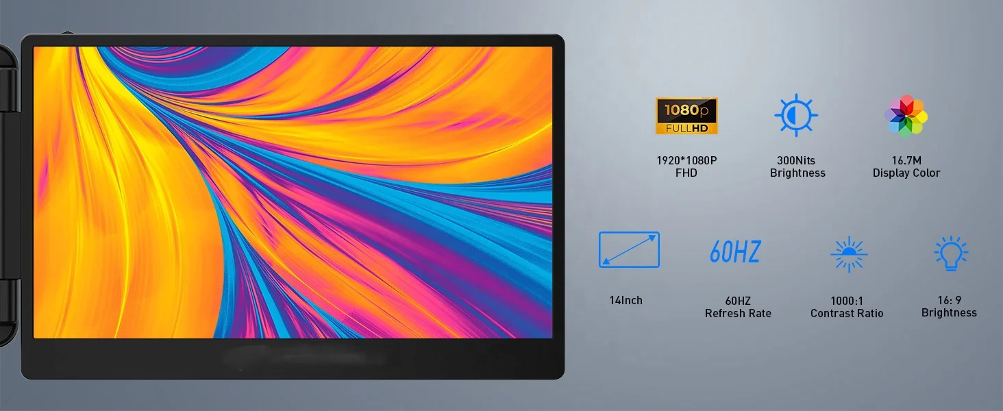 공장 공급 드라이버 연결 없이 작동하는 TYPE-C 여행용 1080P FHD IPS 게임폰 휴대용 노트북 화면 확장기