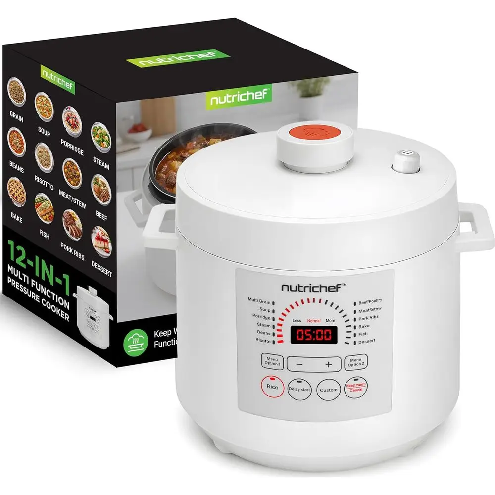 

6-Quart Digital Countertop Pressure Cooker with 12 Functions, Adjustable Time & Temp, Reheat and Keep Warm, 13.1 x 11.4 Inches,