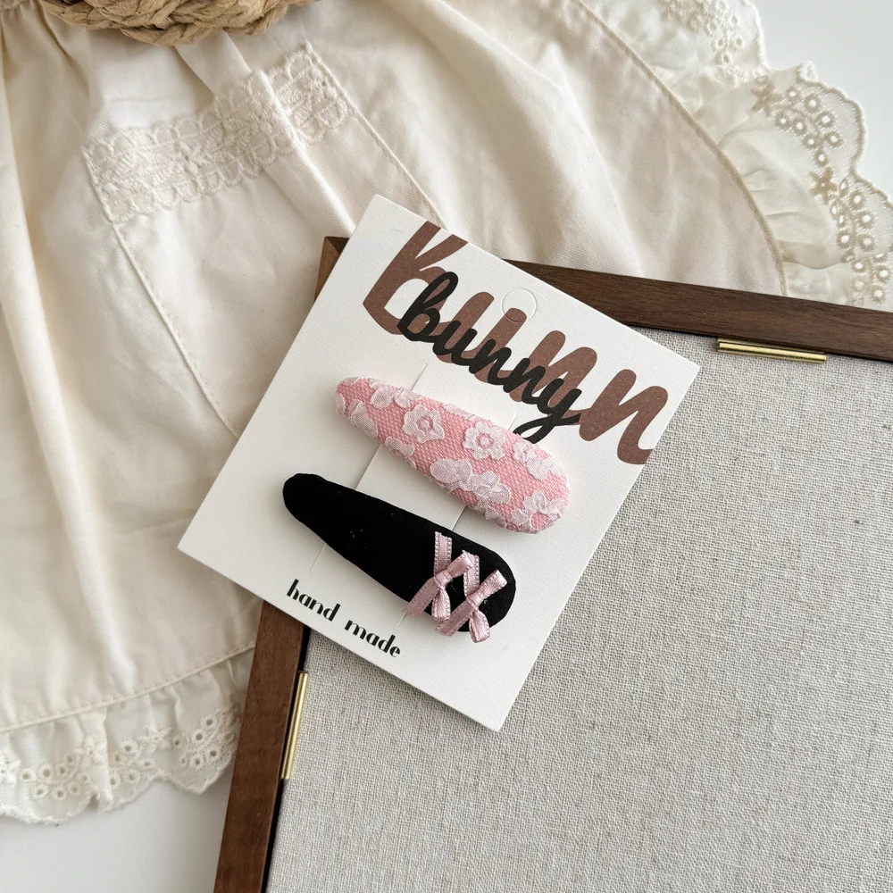 

Милые розовые заколки для волос, 2 шт., корейские кружевные заколки BB, заколки с бантом, тканевые аксессуары для волос для девочек, шикарные повседневные заколки