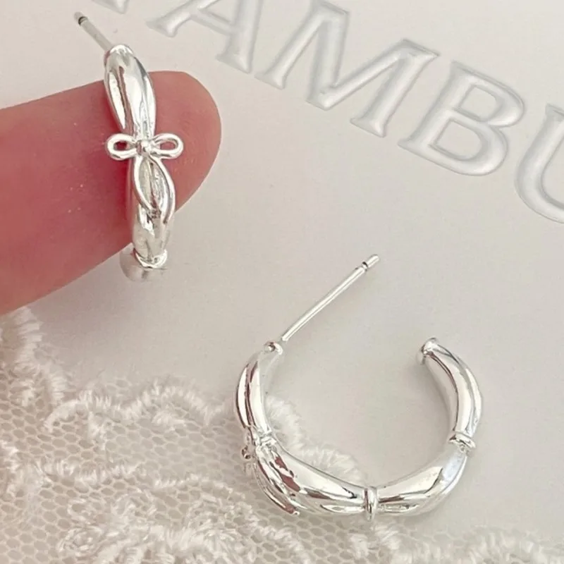

VENTFILLE 925 Sterling Silve Bowknot Hoop Earrings for Women Geometry Water Drop Sweet Classics Accessories Gift Dropshipping