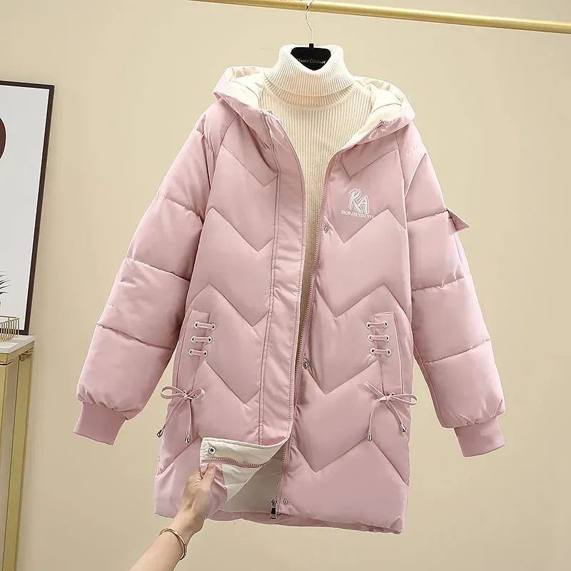 Cotton Puffer Coat Female Winter New Jacket Woman Down Jacket Long Coat Hooded Parkas Fashion Warm Outwear Thick Zipper Overcoat