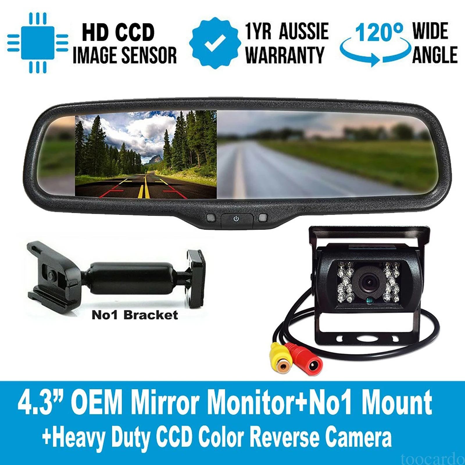 

Lastbus 4.3" Car Mirror Monitor+Heavy Duty 18 IR CCD Reverse Backup Camera Truck Caravan