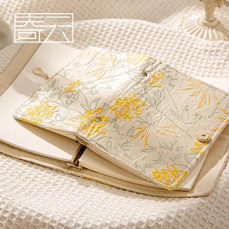 A6 A5 6穴ルーズリーフノート、3D花柄ファブリックカバー付き日記帳、詰め替え用紙付き、取り外し可能なバインダー、学生へのギフト