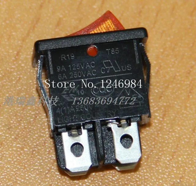 [SA]AC Power Switch R19 -Taiwan group of 13 * 19 black edge yellow legs Dual 220V switching R9 boat--100PCS/LOT