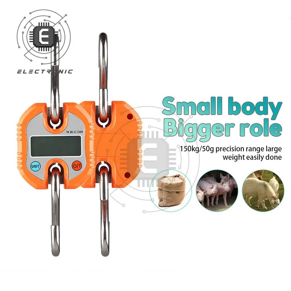 Scale Digital Weight 100kg/50g 500kg/100g Heavy Duty Hanging Hook Scale Portable Digital Stainless Steel