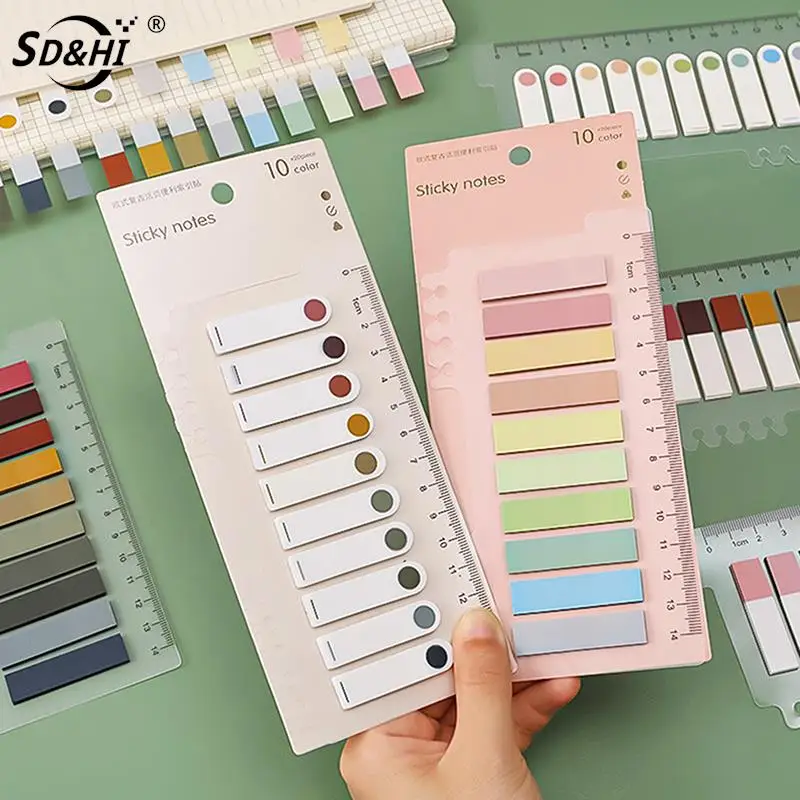 200 Sheets Solid Color Index Memo Pad Sheets Sticky Markers Book Tabs Index Sticky Notes Bookmarks Notepad Stickers Stationery