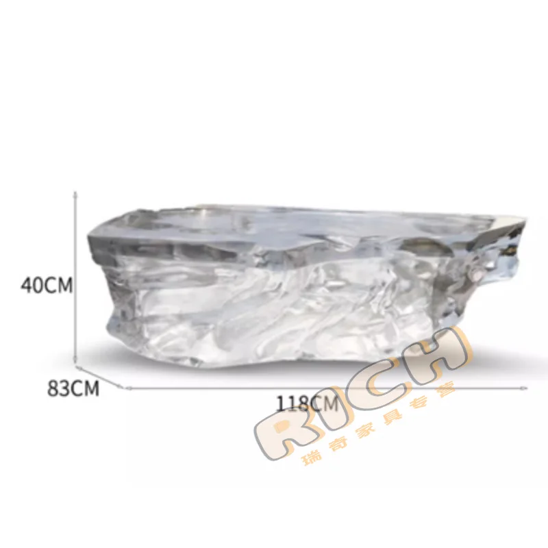 

Miaopula Iceberg Tea Table Modern Light Luxury Transparent Resin Acrylic Glacier Coffee Table Villa Dining
