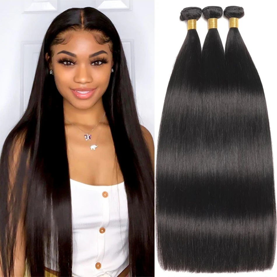 

Straight Hair Bundles Brazilian Human Hair Weave Bundles Tissage Bresiliens Cheveux Humain 1/3/4 Pcs 100% Human Hair Extensions