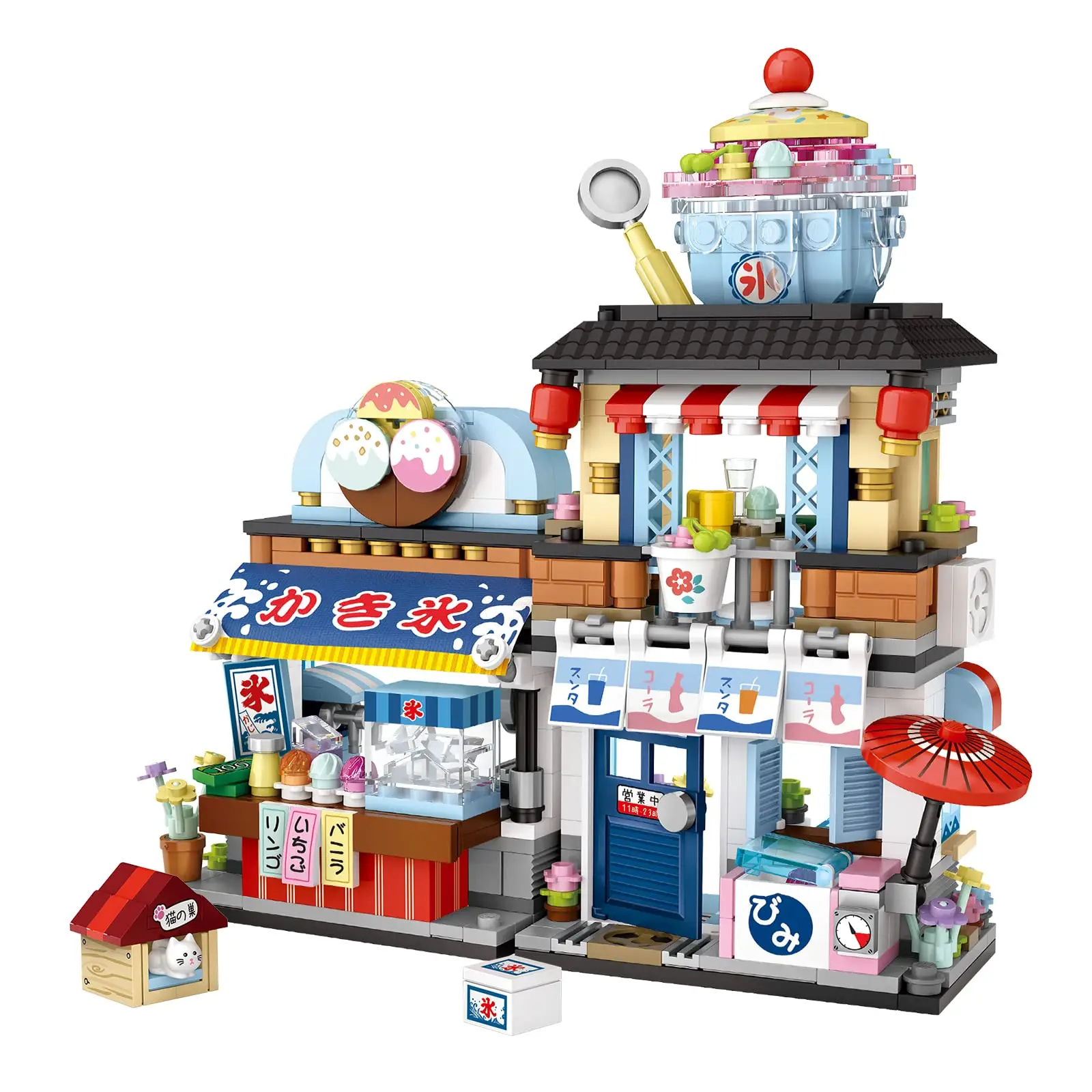 

668Pcs Japanese Street View Ice Drink Shop Building Blocks Model Creative Building Set for Girls Architecture Toy Gifts for Kids