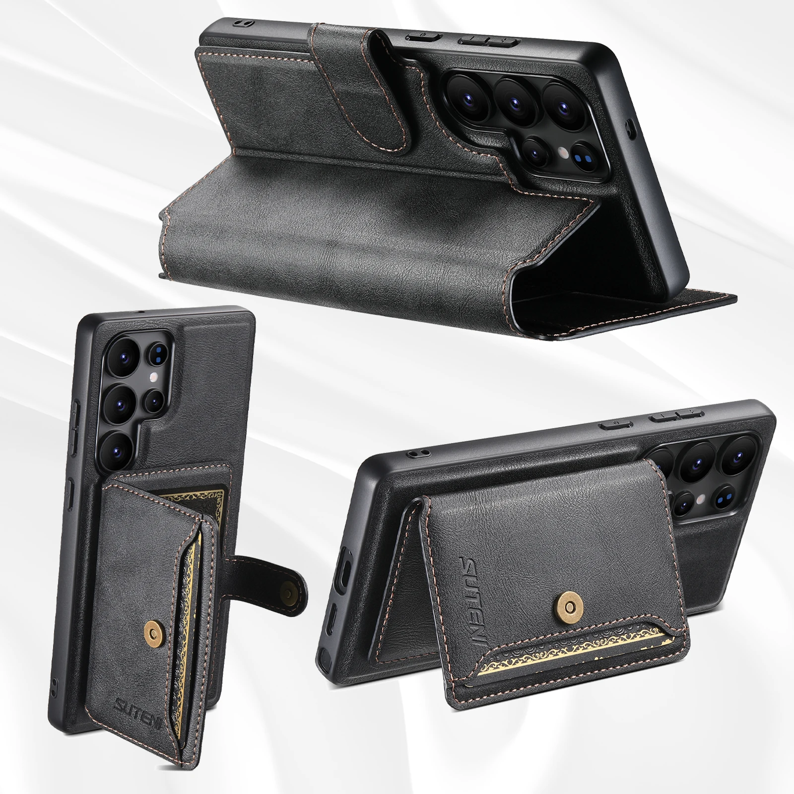 

3 IN 1 Flip Wallet Magsafe Leather Case For Samsung Galaxy S26 Ultra S22 S23 S24 S25U S26U Cards Pocket Magnetic Phone Cover
