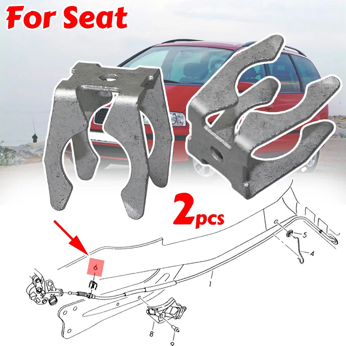 2Pcs Brake Cable Spring Clip Metal 1H0609747 1H0 609 747 Wear-resistant For Seat Alhambra Altea Arosa Cordoba Ibiza Leon Toledo