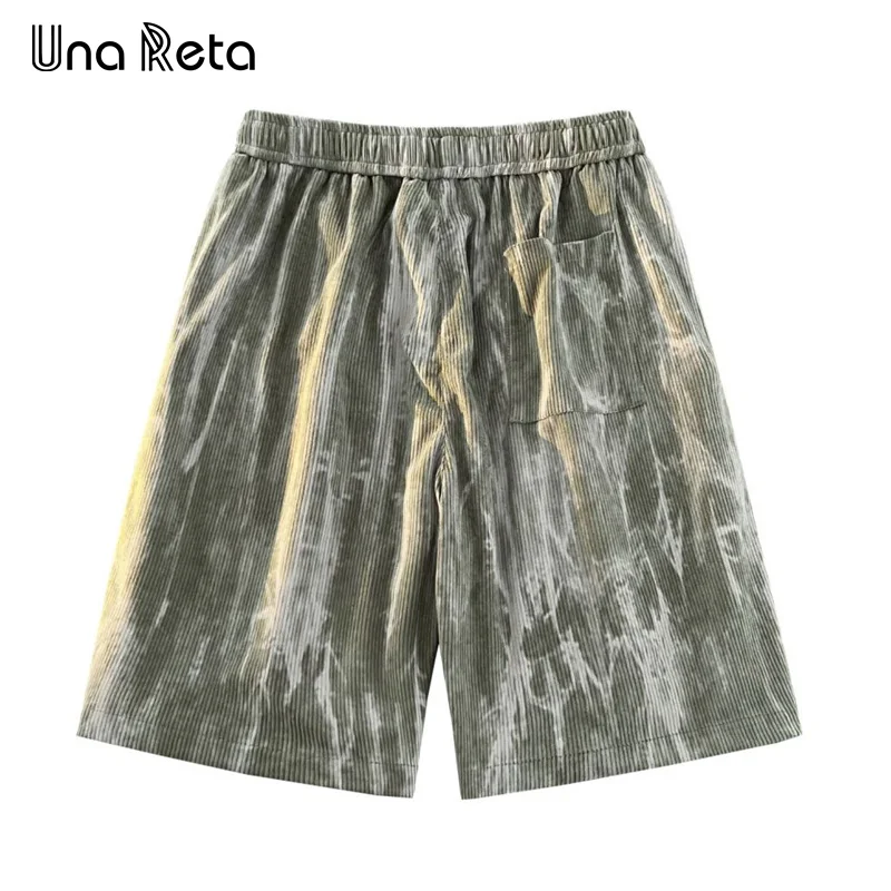 Una Reta Summer Men Shorts 2024 New Streetwear Hip hop Tie-dye Print Shorts Harajuku Loose Casual Shorts Man