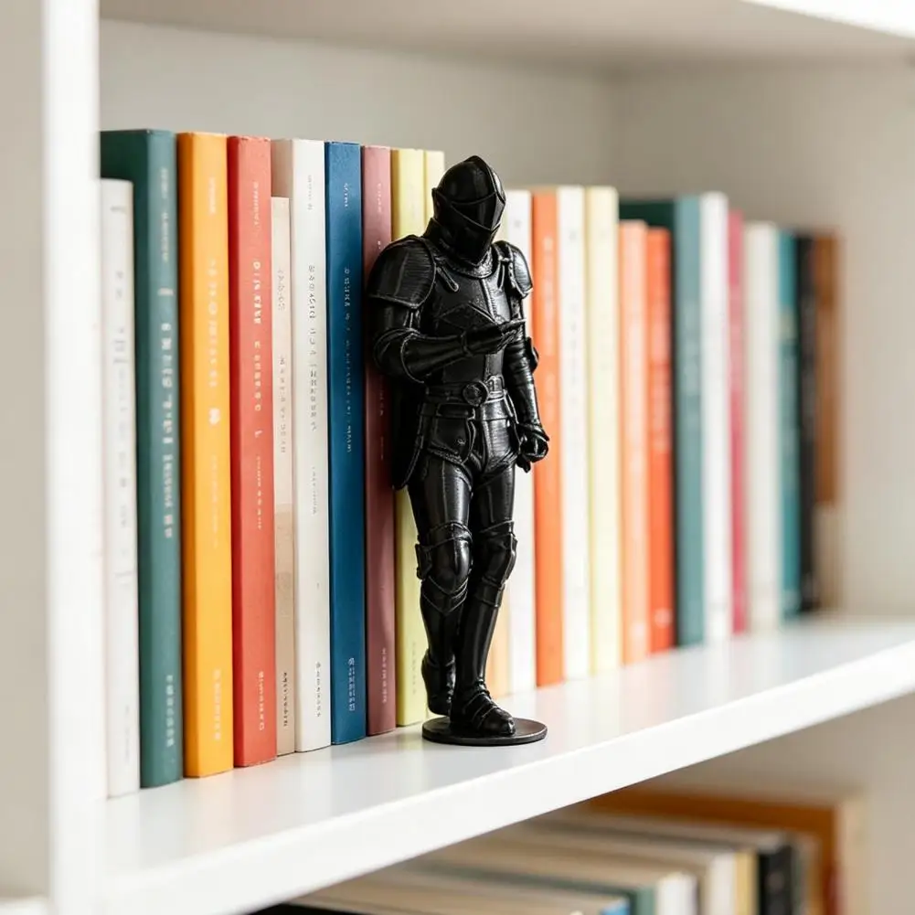 Medieval Knight Bookshelf Decor Armored Knight Statue Gothic Library Figurine for Book Lovers Fantasy Home Office Ornament