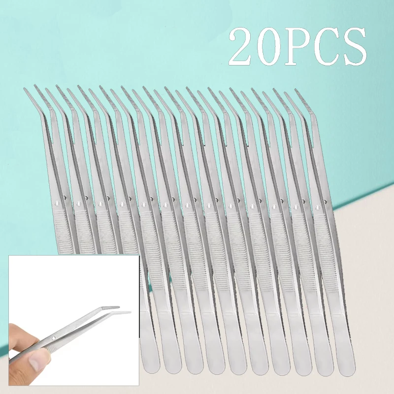 

20pcs Dental Cotton Tweezers Stainless Steel Forceps for Filling Clip Cotton Roll Holder Medical Surgical Nail Art Nippers Tool