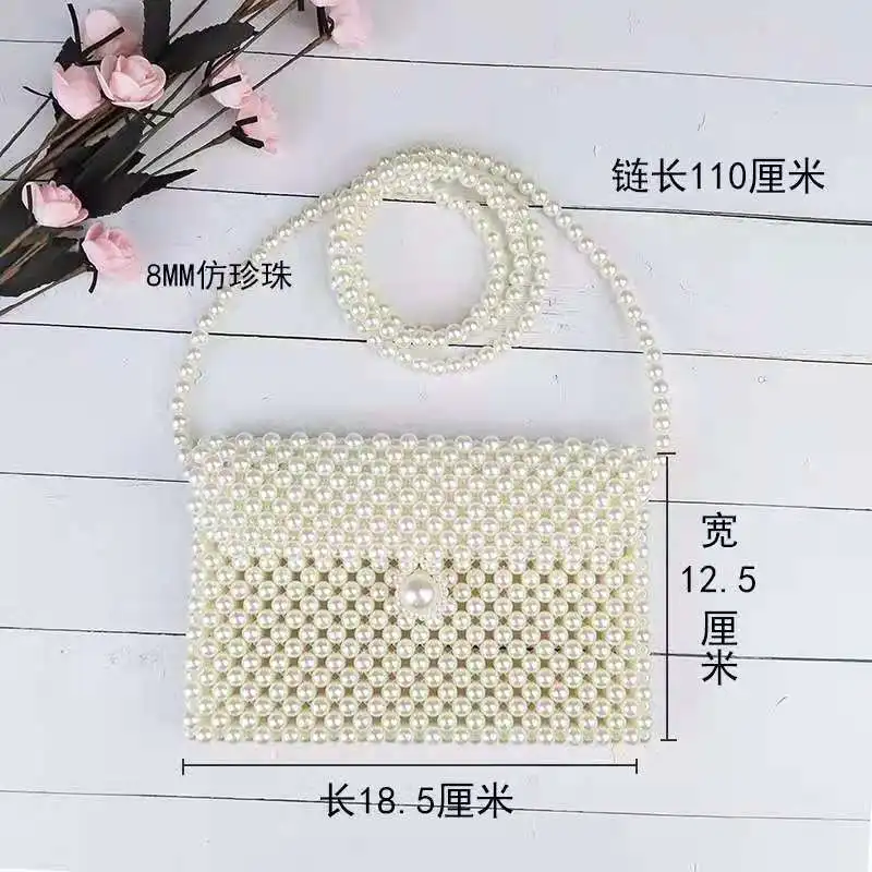 Summer Handmade Pearl Crossbody Bags for Women Flap Phone Evening Luxury Handbags Ladies Small Shoulder Bag