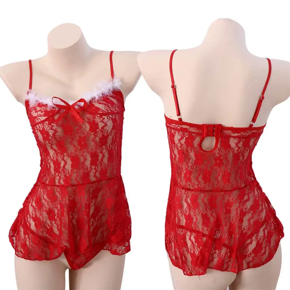 

Красный костюм для сна, платье для сна, нижнее белье Babydoll, нижнее белье