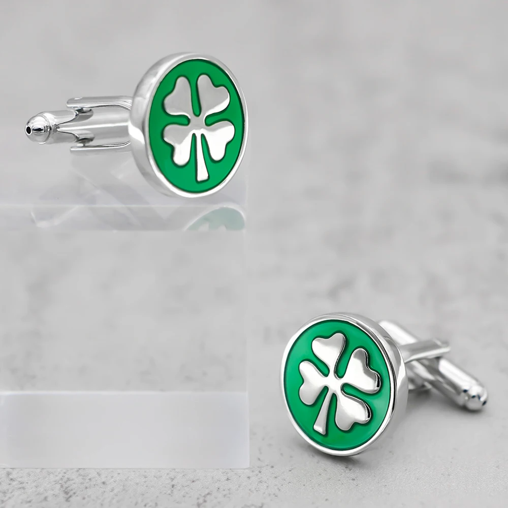 Novel Creative Four Leaf Clover Cufflinks Luxury Elegant Clover Shirt Cuff Links Fashion Lucky Jewelry for Men Accessories Gift