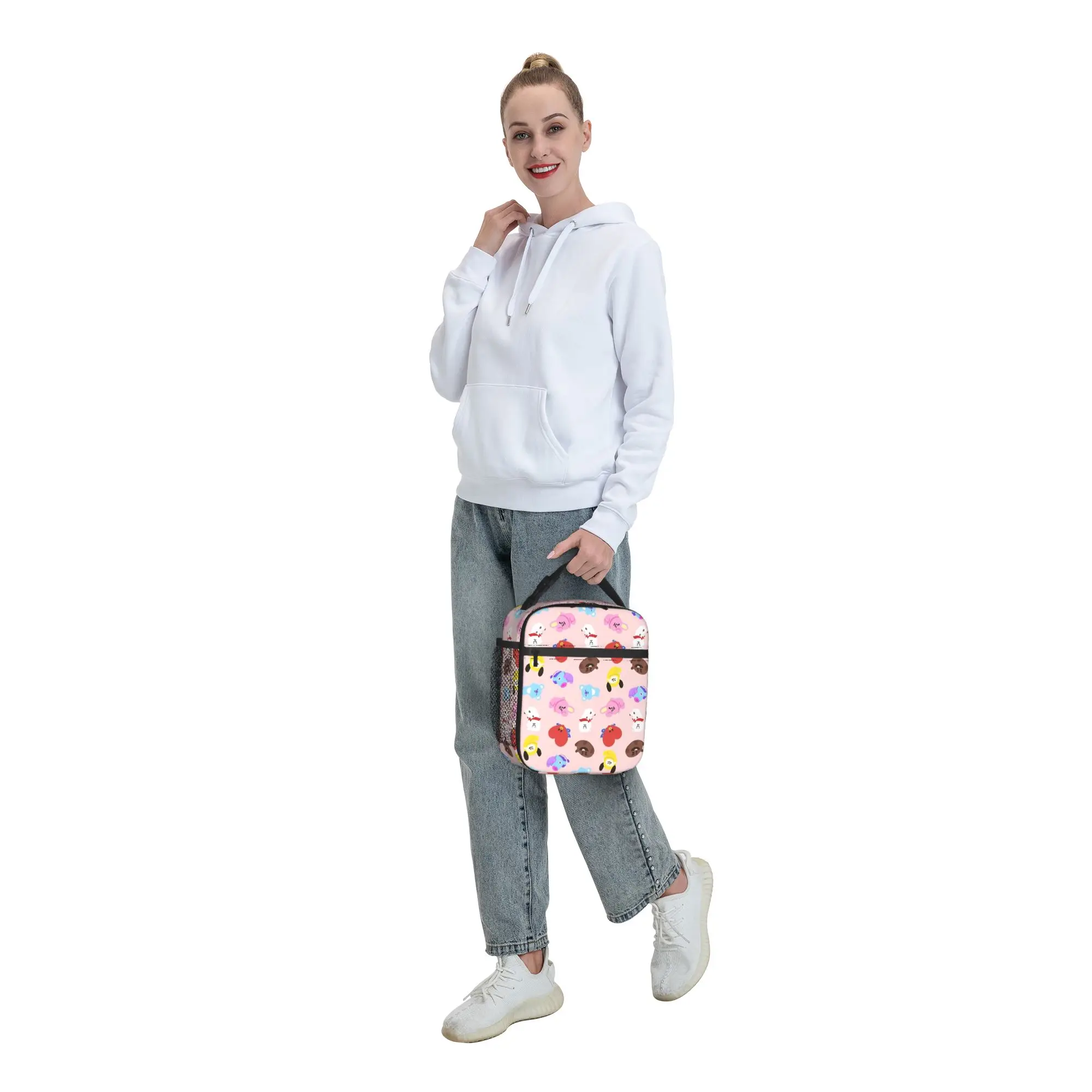 Cartoon-Musikband-Lunchtasche, lustige Reise-Lunchbox, bedruckt, tragbare Thermo-Lunchtaschen – Detail 8