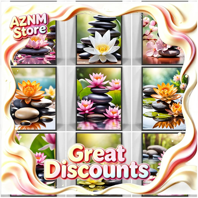 Pink Lily Tranquility Spa Zen Stone Posters Prints Canvas Painting Wall Art Bathroom Picture Stone Scene Room Home Decoration