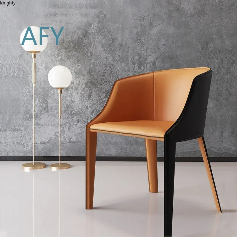 Postmodern Creative Leather Backrest Dining Chair for Nordic Leisure Dining Room Armchair Furniture for Modern Home Office