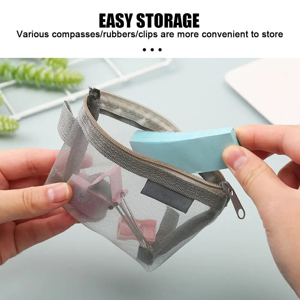 Small Nylon Three-dimensional Triangular Mesh Coin Purse Key Lipstick Coin Bag ID Business Credit Card Holder Storage Bags