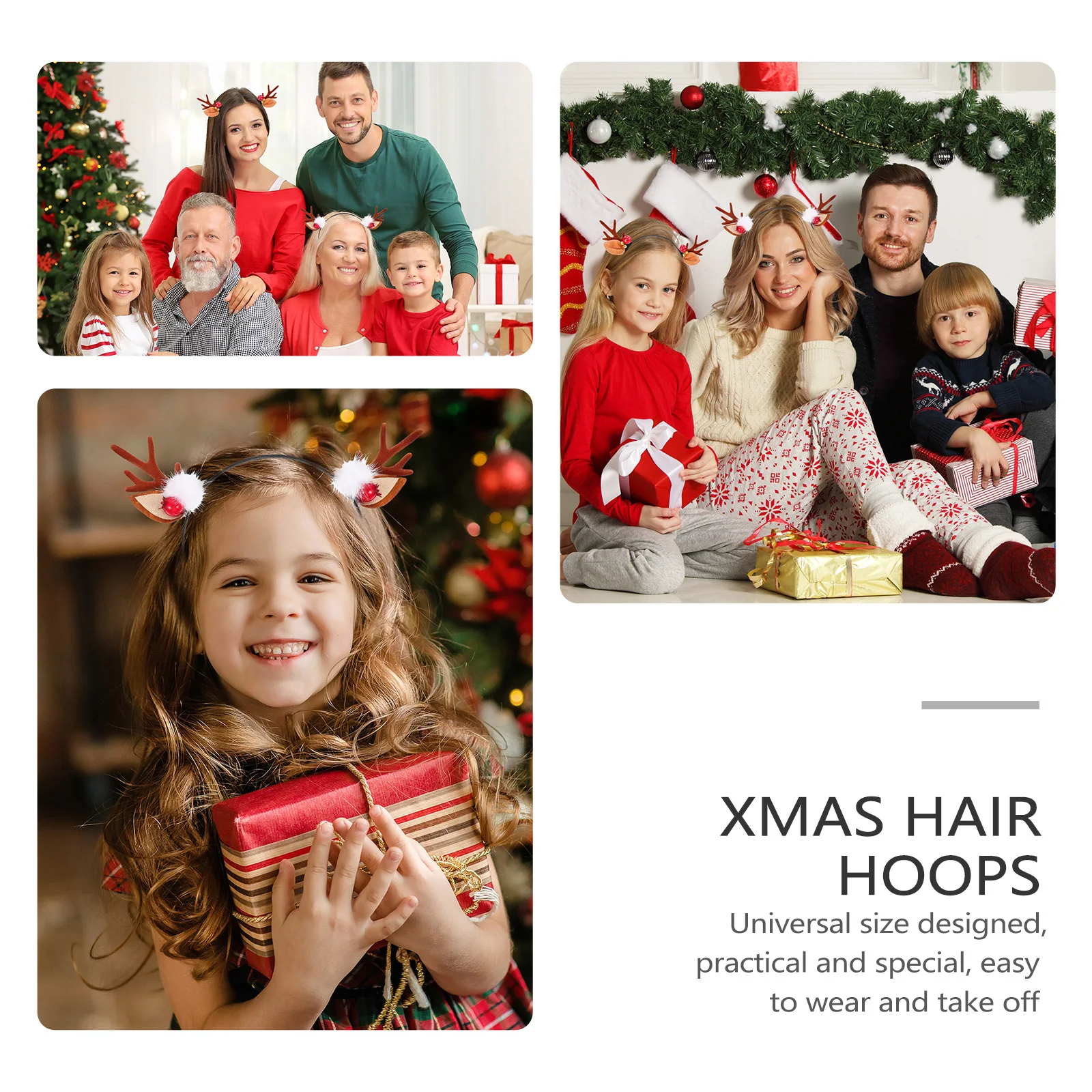 

2Pcs Xmas Antler Hair Hoops Lovely Adorable Headdress Lightweight Party Hair Accessory Christmas Festival Decor