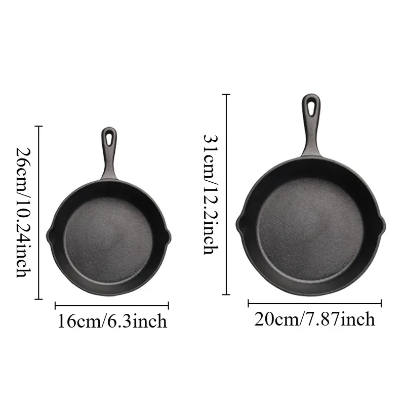 1PC Cast Iron Skillet Kitchen Multifunctional Cooking Cast Iron Skillet Suitable Stir Frying Eggs Fried Food Kitchen Utensils