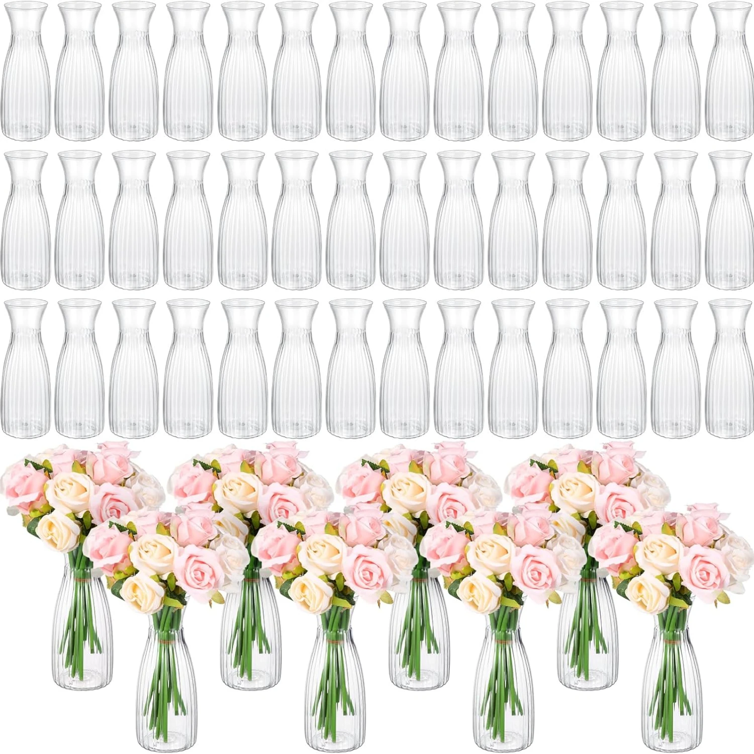 

Transparent Vases Clear Plastic Flower Vase Wedding Centerpiece Decor Modern Home Decoration Bouquet Valentine's Day Mother's