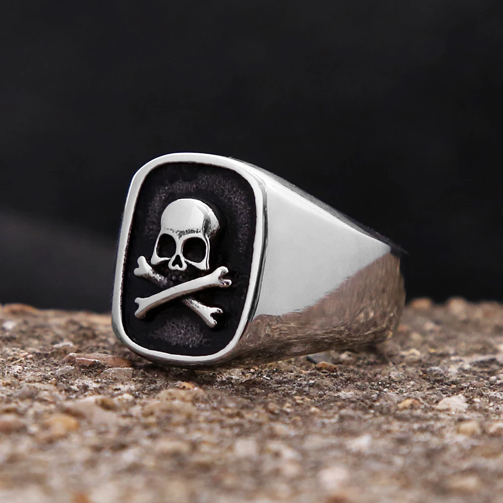 Anillo de calavera de acero inoxidable 316L para hombres y mujeres, anillos de motorista clásicos, joyería de fiesta de alto pulido, regalos de moda, envío directo