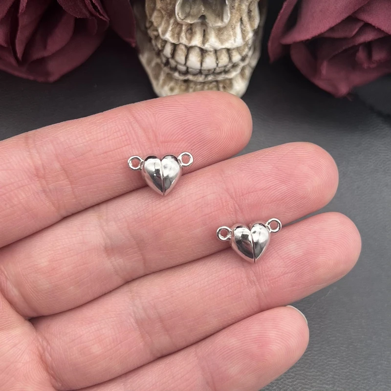 10 مجموعات (20 قطعة) فضي اللون القلب جولة المغناطيسي المفاجئة سحر أداة قلادة صالح DIY بها بنفسك اليدوية المعادن صنع المجوهرات العثور على لوازم