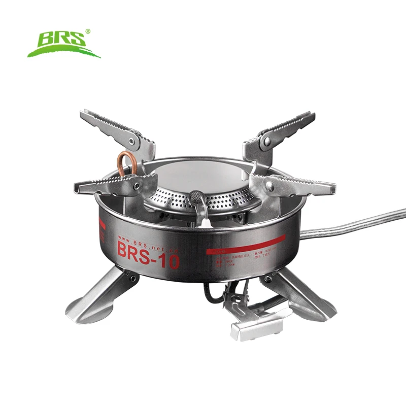 BRS-10 Outdoor Hiking Picnic Backpacking Strong Firepower Gas Camping Stove Portable Split-Type Cooker Stainless Steel for