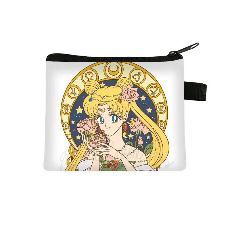 Sailor Moon Women\'s Purse Girl Cartoon Sailor Moon Printed Zipper Small Purse Student Anime Large Capacity Card Bag Coin Purse