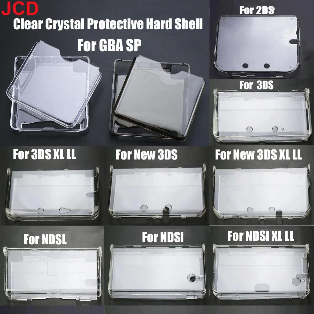 

JCD 1pc Clear Crystal Plastic Protective Hard Shell Skin Case Cover For GBA SP NDSL DSI NDSi XL 2DS 3DS XL New 3DS XL LL Console