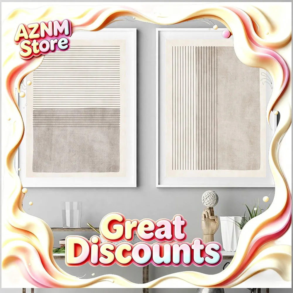 1pc frameless Canvas painting Abstract Beige Gray Posters Prints Minimalist Line Canvas Painting Wall Art Pictures Interior f