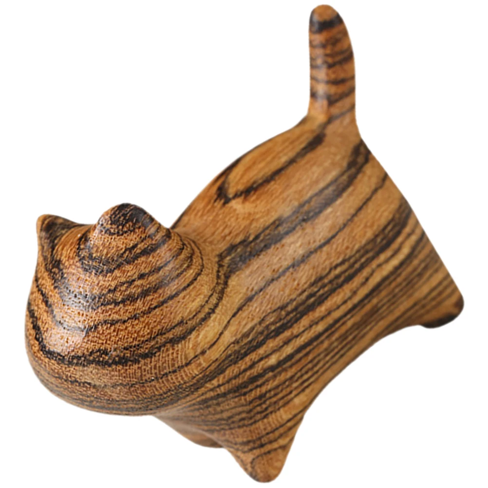 

Cute Cat Statue Wooden Figurine Kitten Animal Sculpture Home Decor S nament Creative Embellishment Tea Table Bookshelf