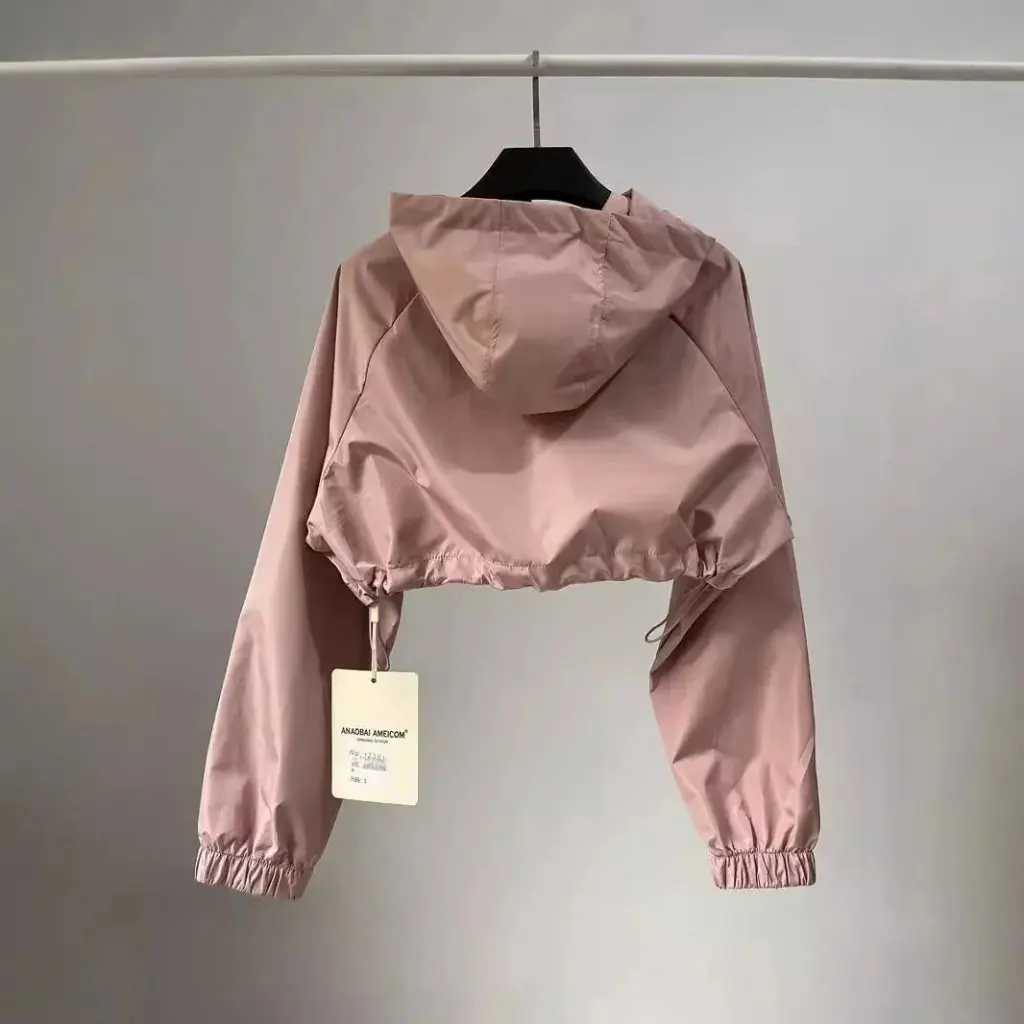 

Женское повседневное свободное короткое пальто с капюшоном, осенняя рабочая одежда, уличная мода, тонкое пальто с длинными рукавами в европейском и американском стиле Spice Girls